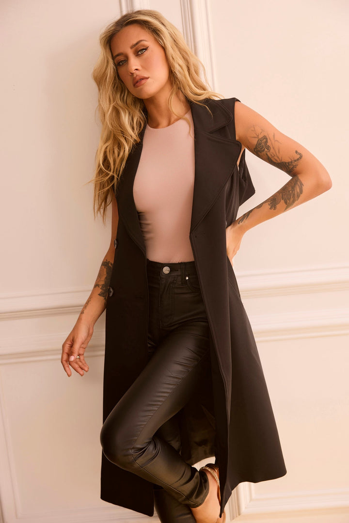 Rowan Sleeveless Trench - Black