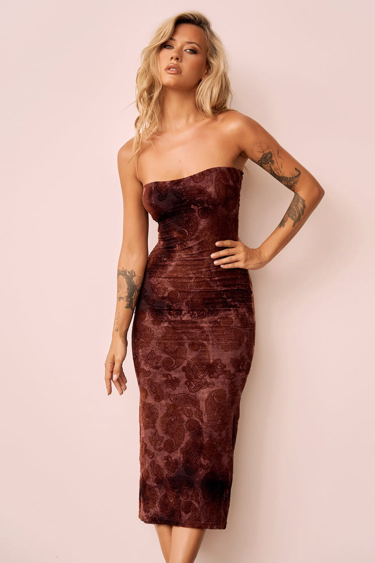 Surprise Moments Midi Dress - Brown