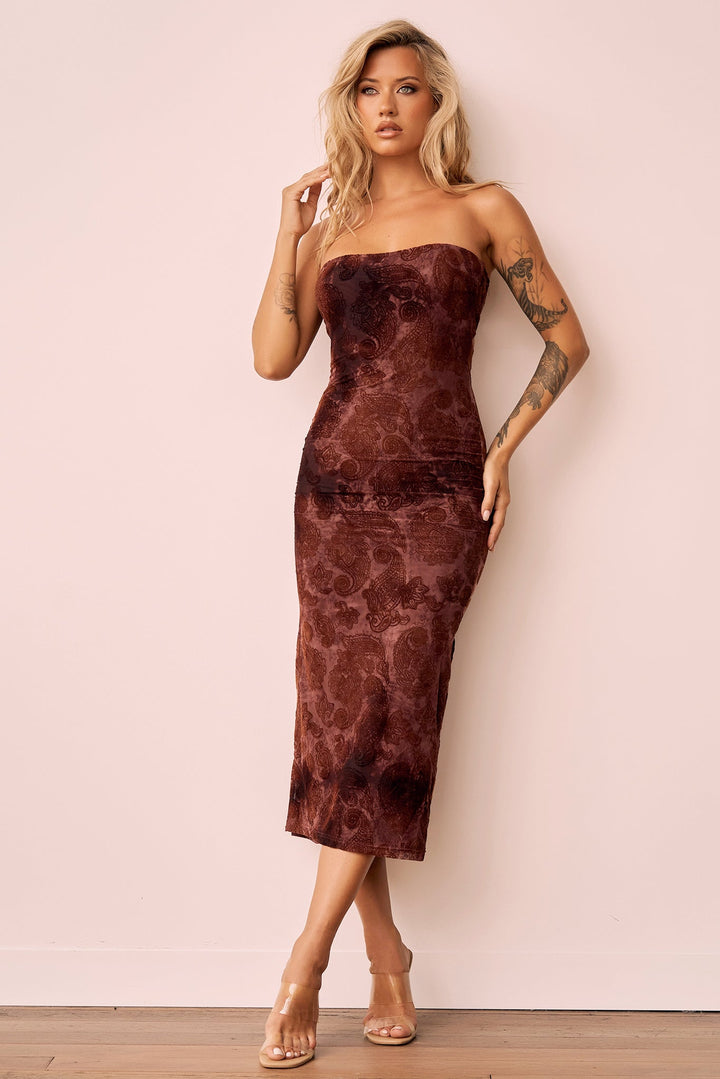 Surprise Moments Midi Dress - Brown