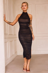 Caught In One Moment Midi Dress - Black