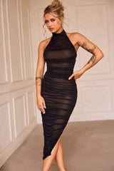 Caught In One Moment Midi Dress - Black