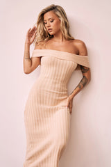 Hannah Knit Midi Dress - Beige