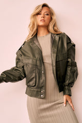 Penny Vegan Leather Jacket - Moss