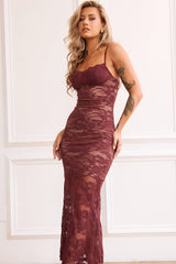 Feel It Still Lace Midi Dress - Wine