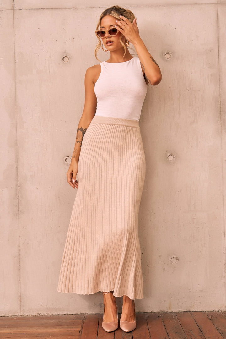 Join Us Knit Maxi Skirt - Sand