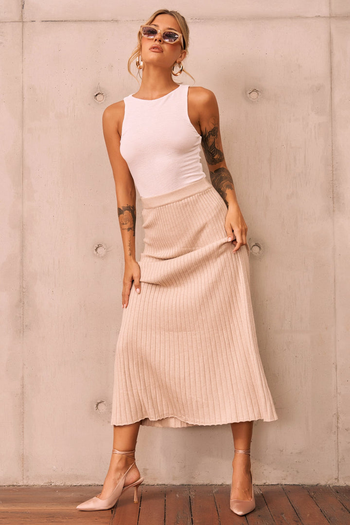 Join Us Knit Maxi Skirt - Sand