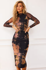 Nature Of Art Midi Dress - Brown