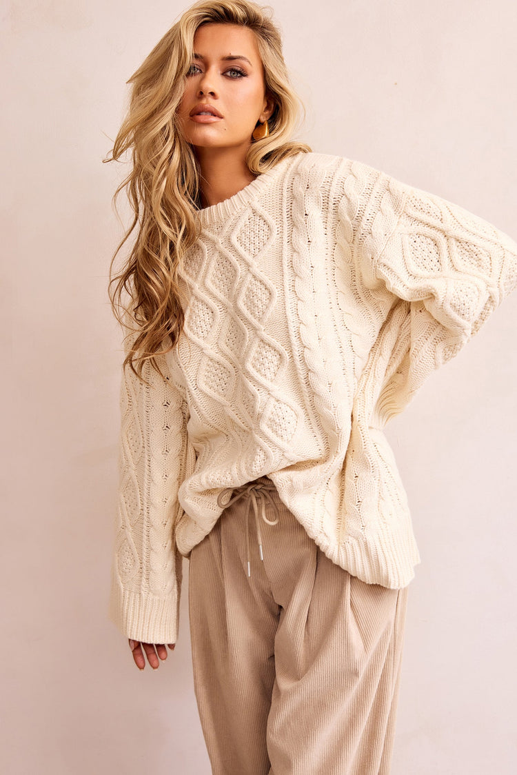 Falling Forward Knit Sweater - Cream