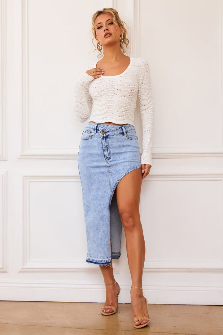 Avery Denim Midi Skirt - Denim Blue