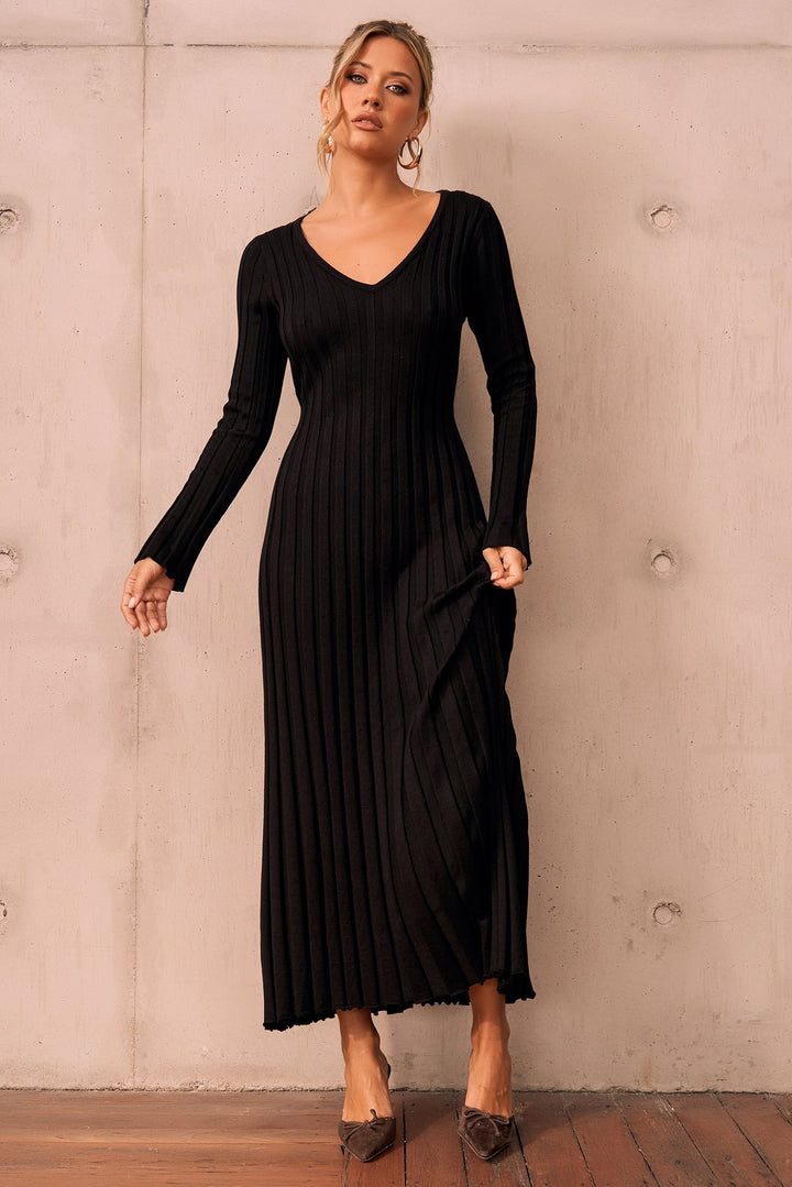 Flutter By Me Knit Maxi Dress - Black