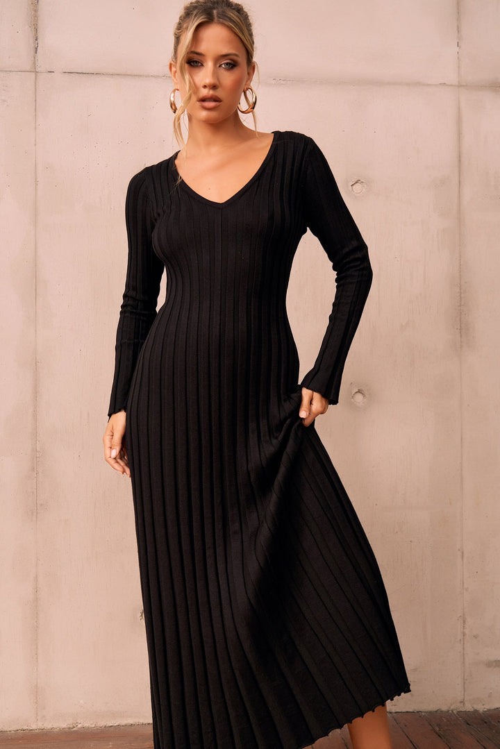 Flutter By Me Knit Maxi Dress - Black