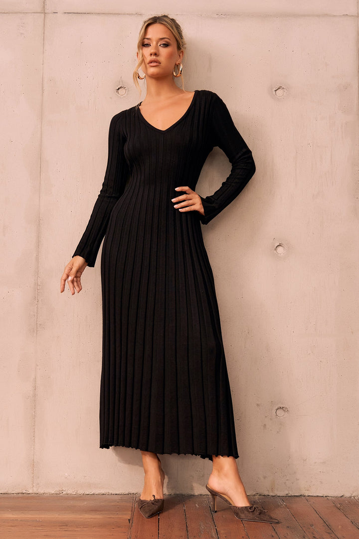 Flutter By Me Knit Maxi Dress - Black